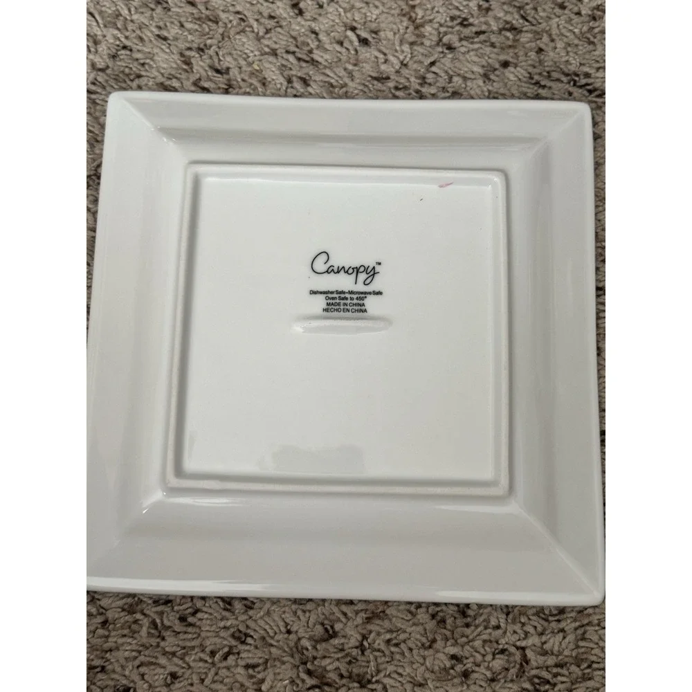 Canopy‎ Square White Dinner Salad Plate Cereal Soup Bowl HEAVY 3 Piece Set
